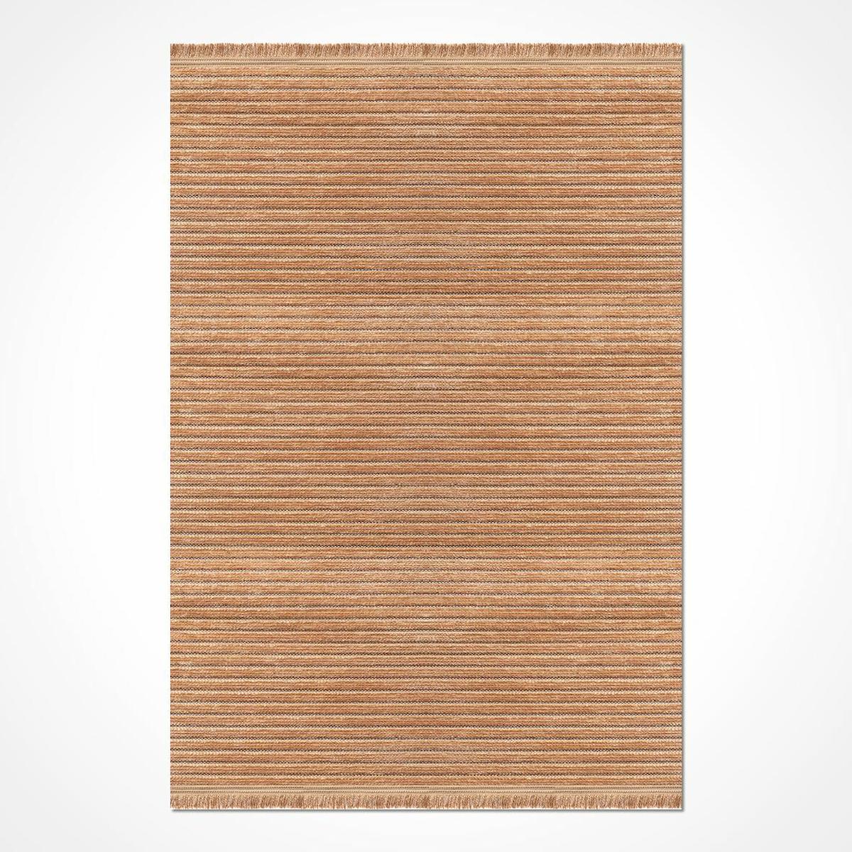 Crea Halı Liya 8253S Krem 7 mm Antibakteriyel Yıkanabilir İnce Kaymaz Dikdörtgen Makine Dokuma Salon Halısı 50x80 cm