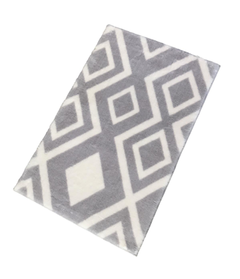 Jassrug Royal Gri 15 mm Polyester Yıkanabilir Kalın Kaymaz Taban Geometrik Dikdörtgen Makine Dokuma Halı 120x180 cm
