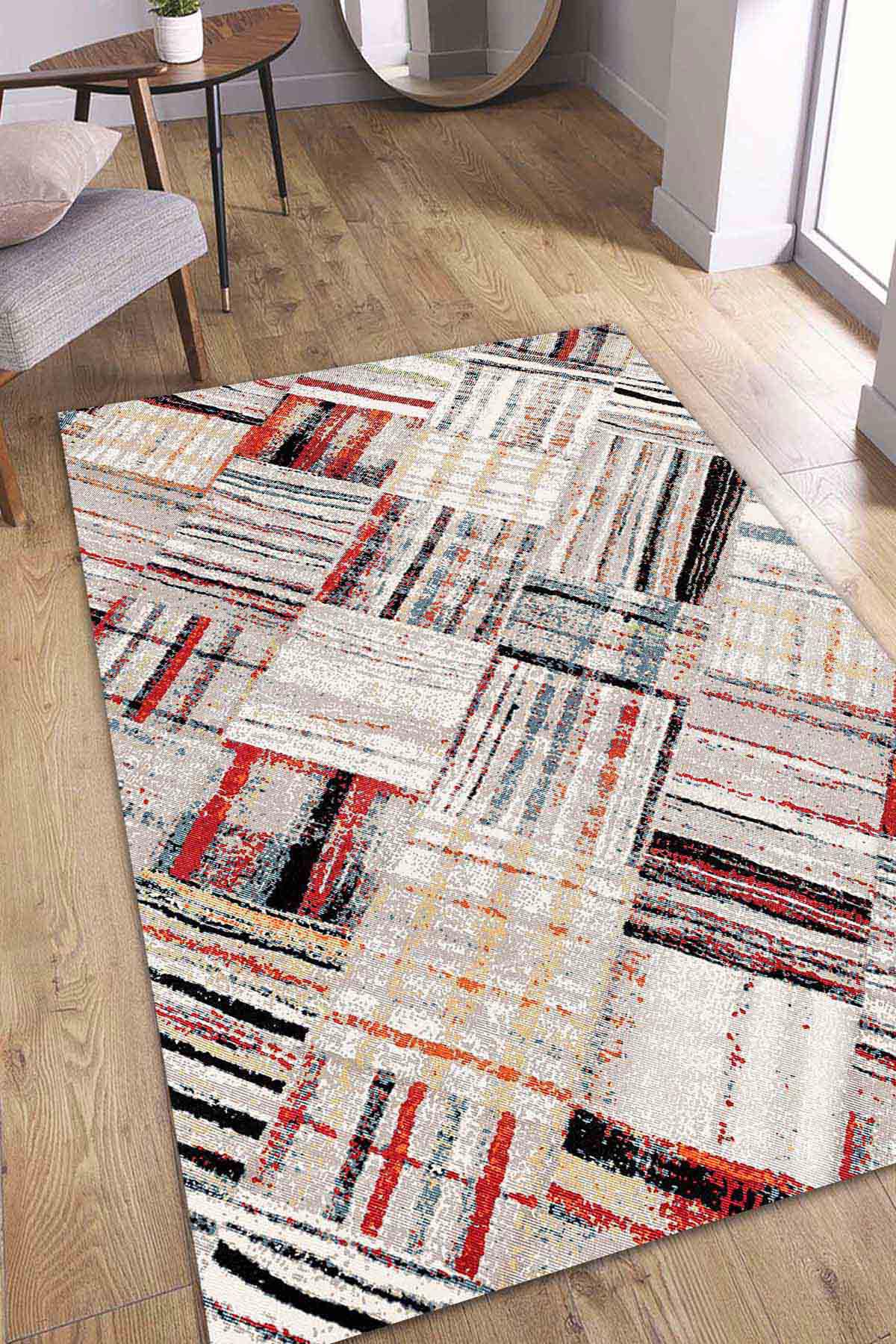 Latte Dizayn Amy Krem 0.5 mm Pamuk Yıkanabilir İnce Kaymaz Jüt Taban Dikdörtgen Makine Dokuma Salon Halısı 80x150 cm