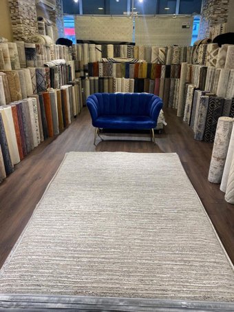 İlhanın Halıları Kahverengi - Krem 8 mm Viskon Antibakteriyel Yıkanabilir Kalın Kaymaz Lateks Taban Dikdörtgen Makine Dokuma Salon Halısı 80x150 cm