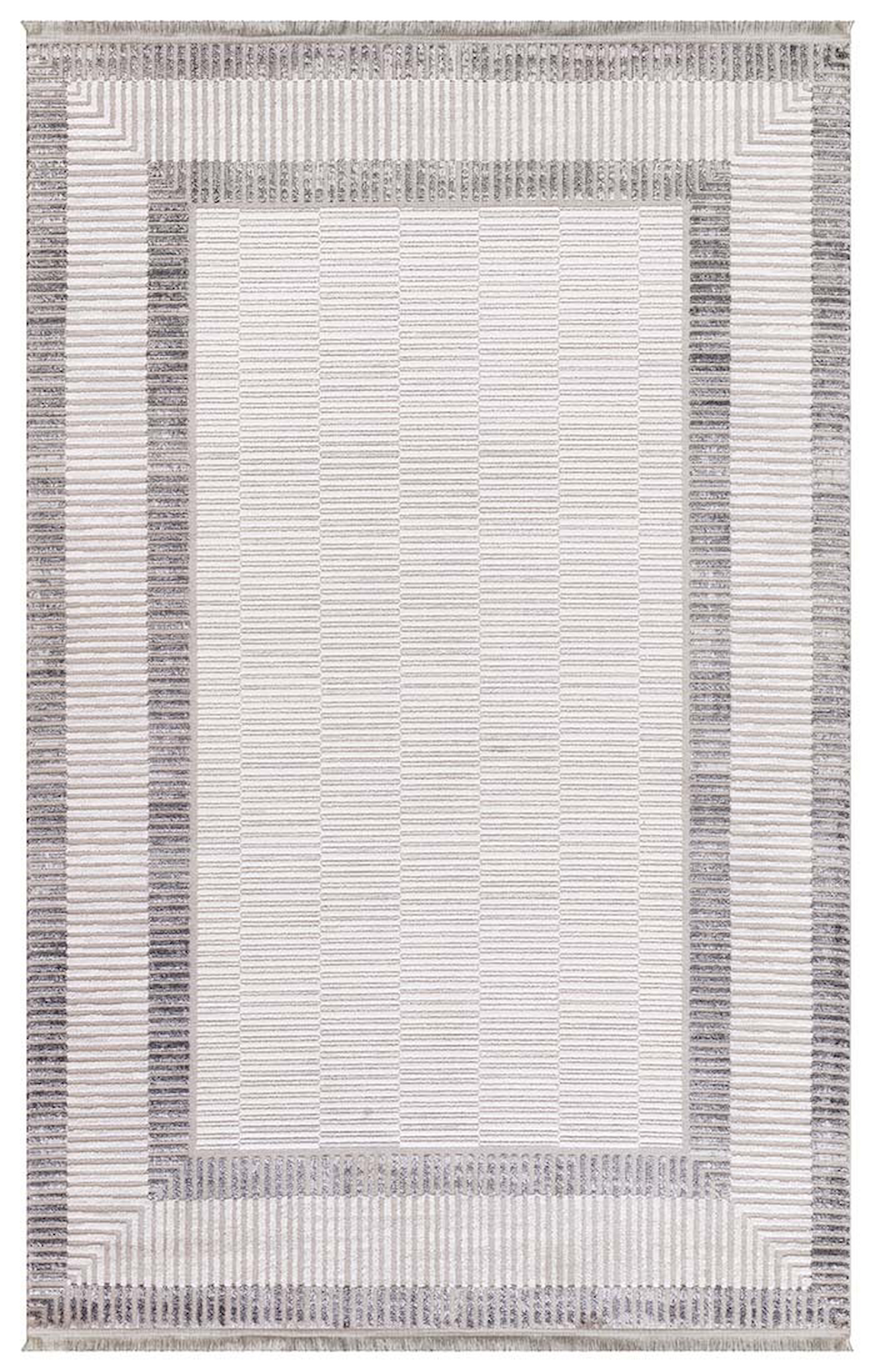 İpek Mekik Halı Fasilis 1303A Gri 7 mm Akrilik Yıkanabilir Orta Kaymaz Pamuk Taban Geometrik Dikdörtgen Makine Dokuma Antre-Çocuk Odası-Salon-Yatak Odası Halısı 80x150 cm