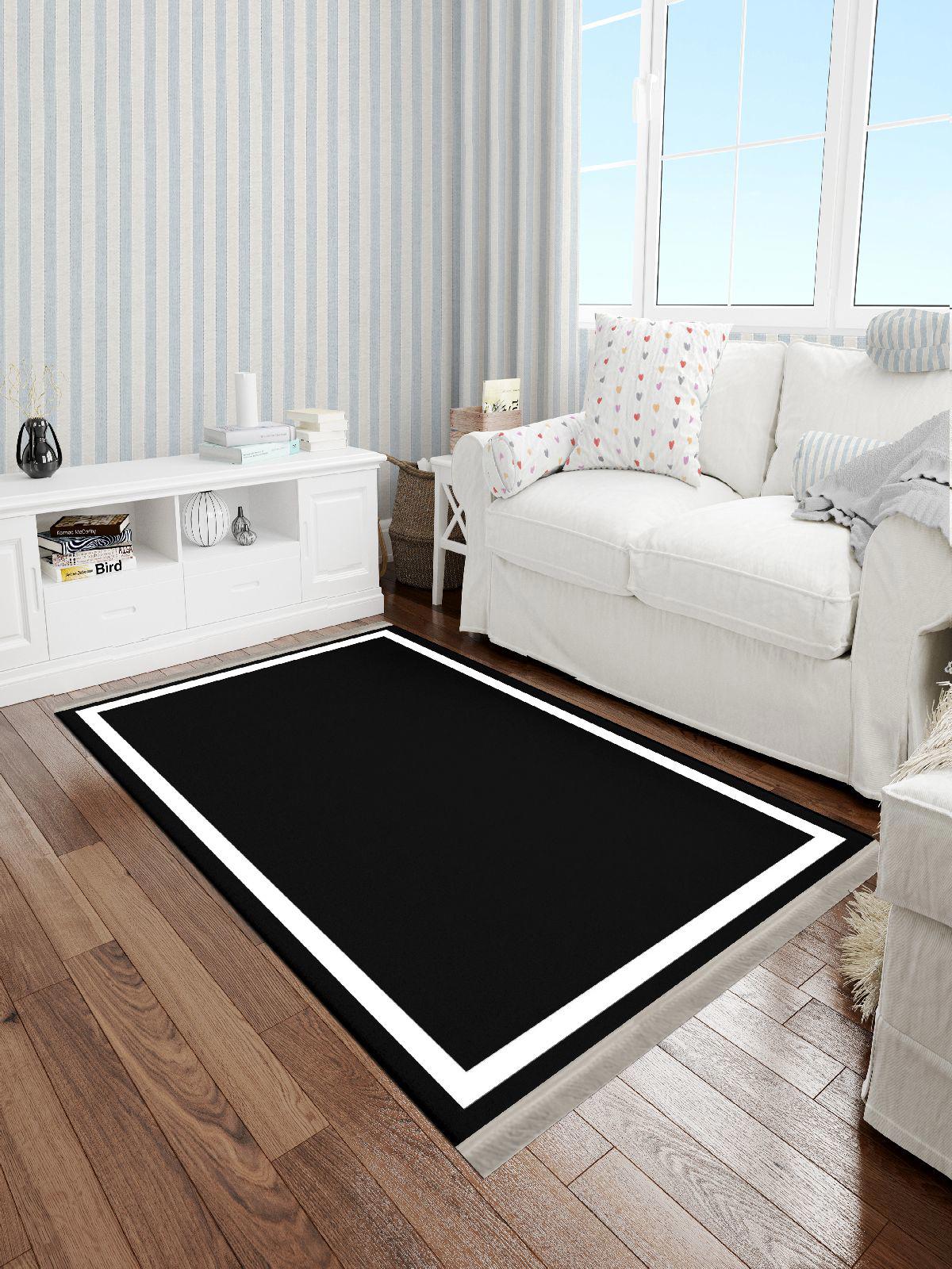 Enbe Collection E-MD0105A Krem 5 mm Pamuk Antibakteriyel Yıkanabilir Orta Kaymaz Dot Taban Dikdörtgen Makine Dokuma Oturma Odası Halısı 80x120 cm