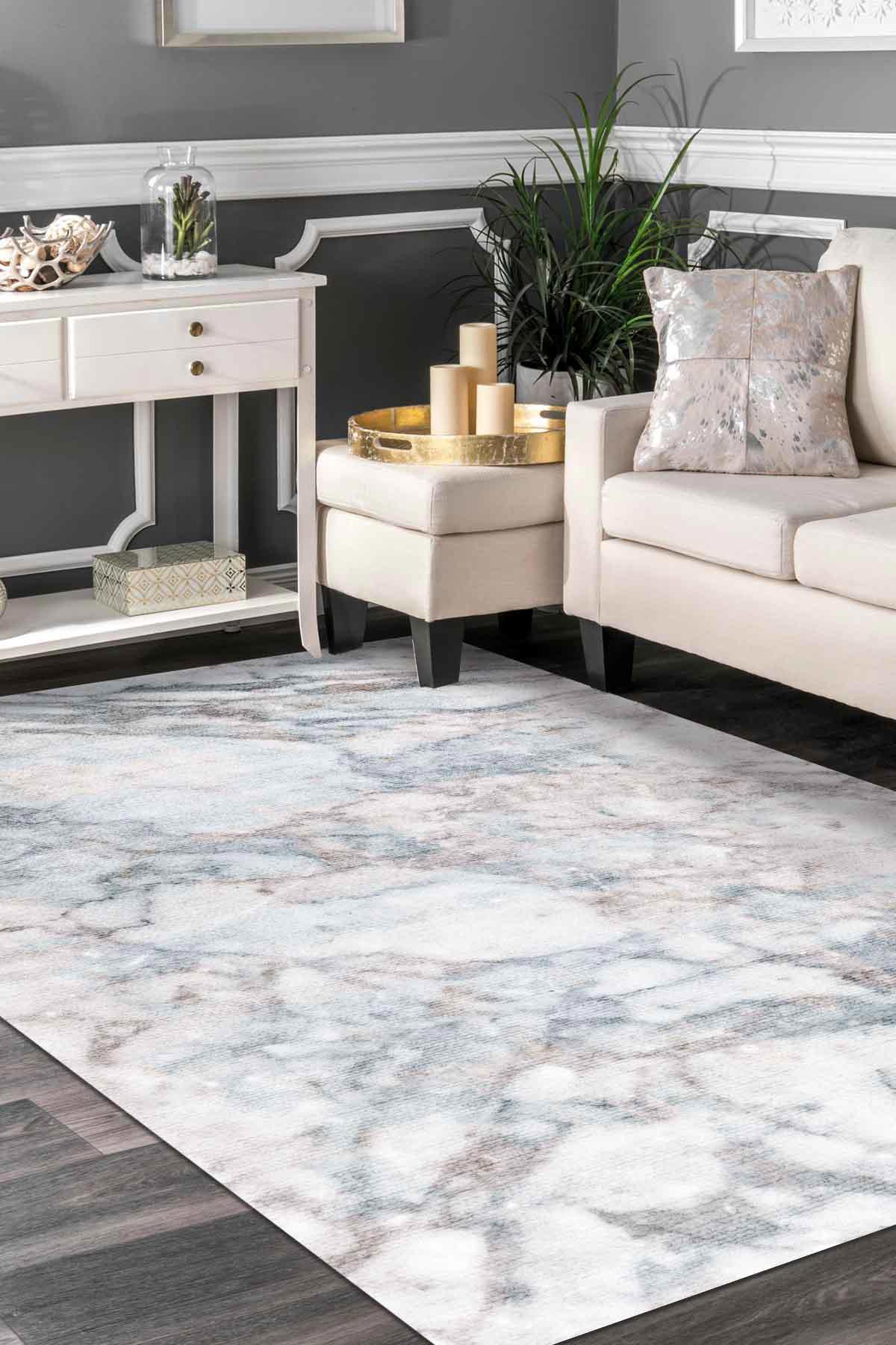 Latte Dizayn Bathar Krem 0.5 mm Pamuk Yıkanabilir İnce Kaymaz Jüt Taban Dikdörtgen Makine Dokuma Salon Halısı 80x120 cm