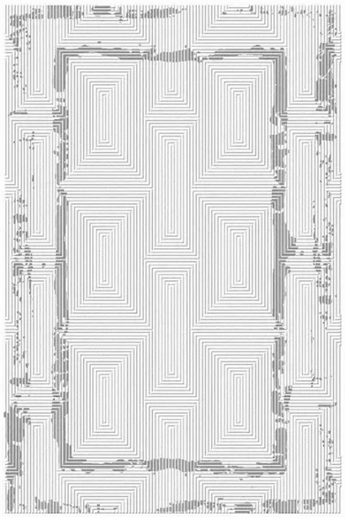 Kreasyon Halı Universal A0298 Gri 8 mm Akrilik Yıkanabilir Kalın Kaymaz Pamuk Taban Dikdörtgen Makine Dokuma Salon Halısı 120x180 cm