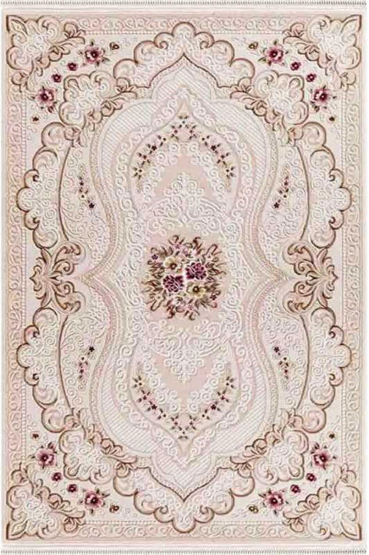 Dinarsu Didem 15850 Vizon 11 mm Akrilik Silinebilir Yıkanabilir Orta Kaymaz Dikdörtgen Makine Dokuma Oturma Odası Halısı 80x500 cm