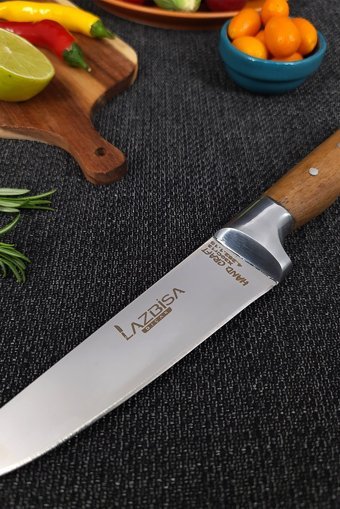 LAZBİSA Hand Craft 3 Parça Mutfak Bıçak Seti Et Ekmek Sebze Meyve Bıçak ( No: 1 - Yüzme - Sıyırma )