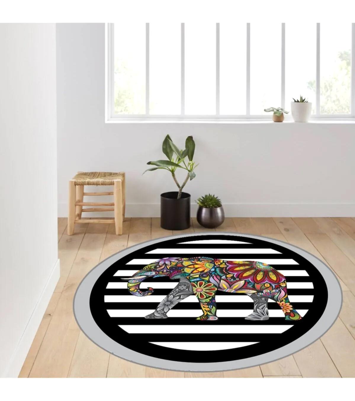 Rovigo Home RVG7125 Gri 8 mm Polyester Antibakteriyel-Leke Tutmaz-Toz Tutmaz Yıkanabilir İnce Kaymaz Dot Taban Yuvarlak Makine Dokuma Salon Halısı 160x235 cm