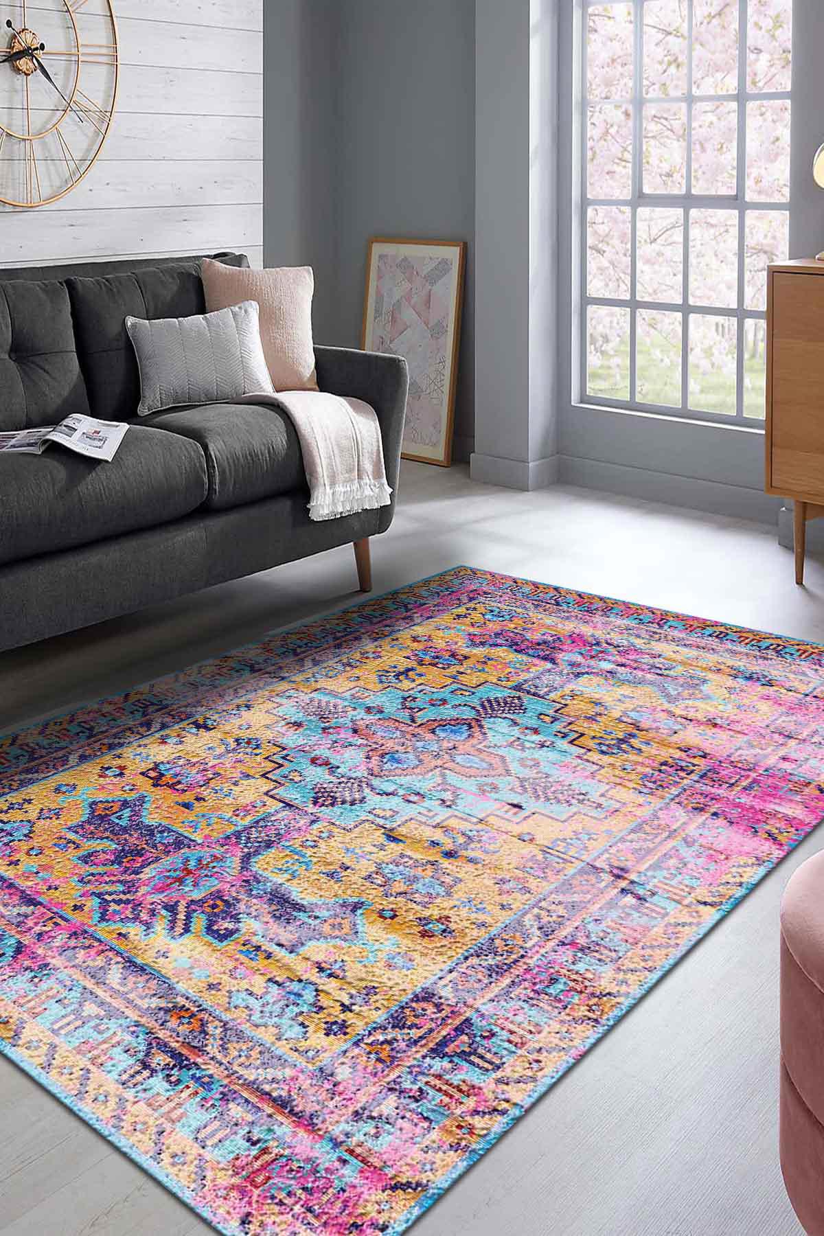 İlyaki Home Begon Krem 0.8 mm Pamuk Yıkanabilir İnce Kaymaz Jüt Taban Dikdörtgen Makine Dokuma Salon Halısı 100x300 cm