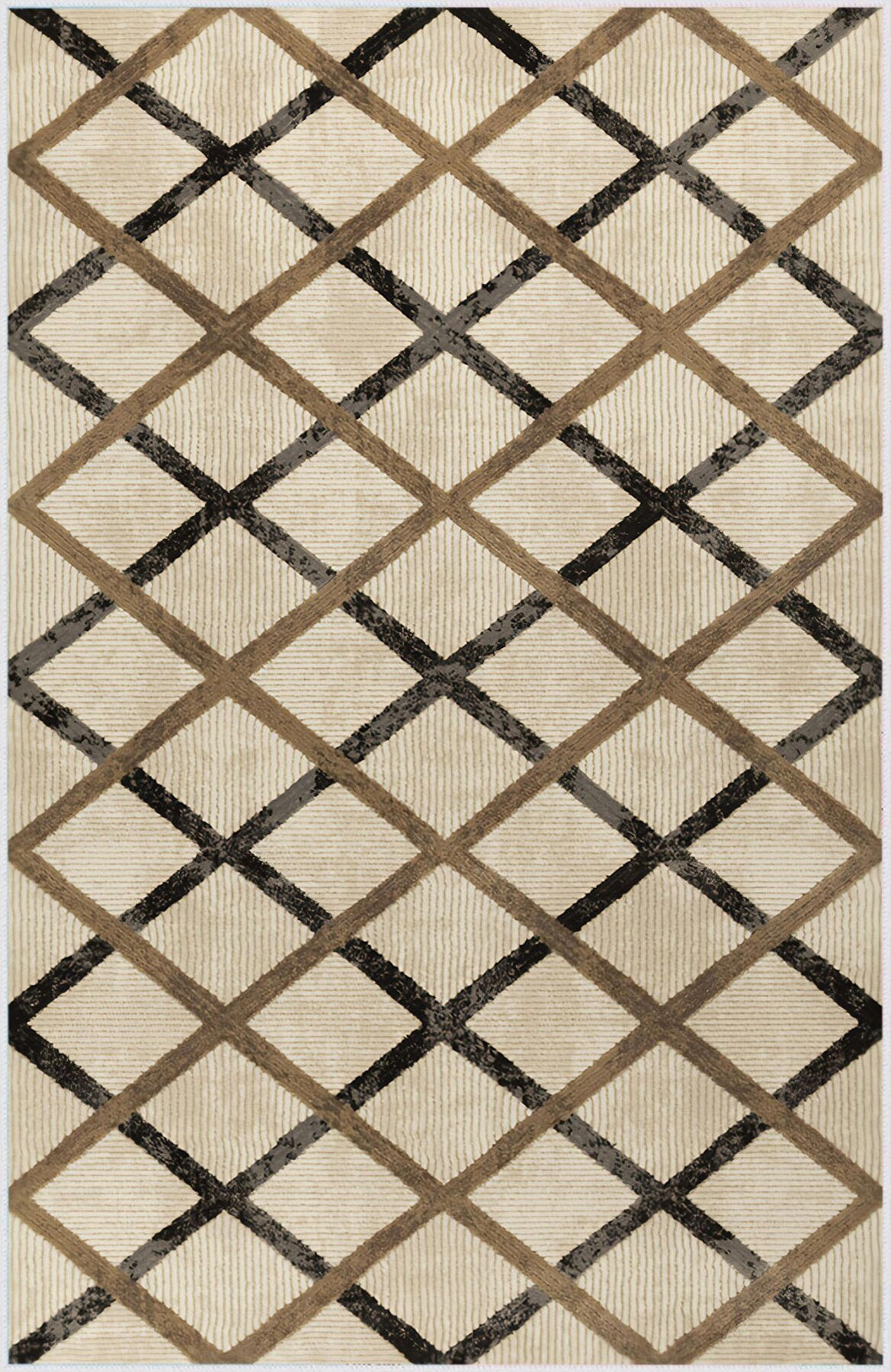 Rovigo Home RVG0511 Çok Renkli 8 mm Polyester Antibakteriyel-Leke Tutmaz-Toz Tutmaz Yıkanabilir İnce Kaymaz Dot Taban Dikdörtgen Makine Dokuma Salon Halısı 200x290 cm