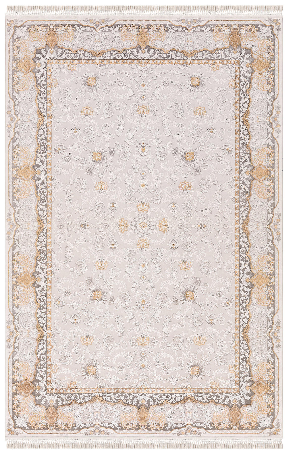 İpek Home Blossom 13422 Altın-Bej 10 mm Bambu Toz Tutmaz Yıkanabilir Orta Kaymaz Pamuk Taban Dikdörtgen Makine Dokuma Antre-Çocuk Odası-Salon-Yatak Odası Halısı 200x300 cm