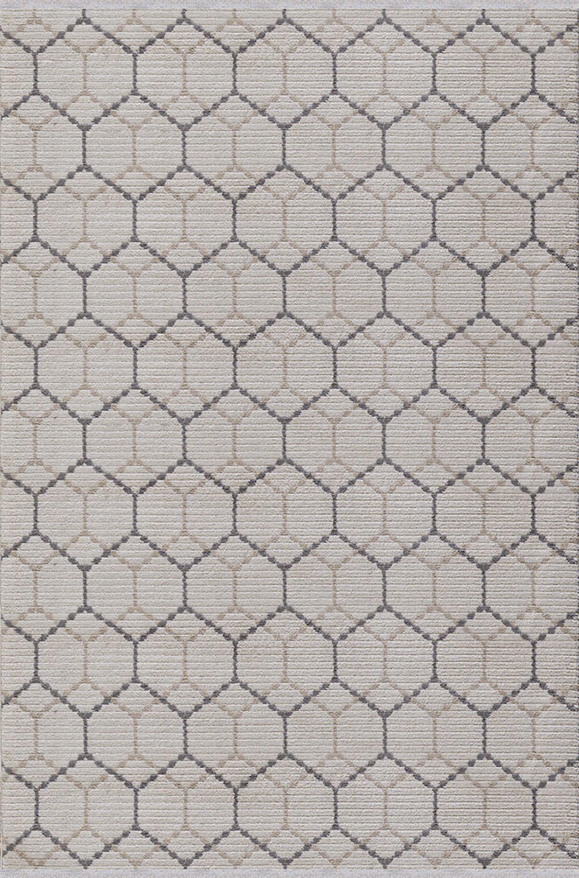Dinarsu Nero 36471 Gri 8 mm Silinebilir Yıkanabilir Orta Kaymaz Geometrik Dikdörtgen Makine Dokuma Oturma Odası-Salon Halısı 120x180 cm