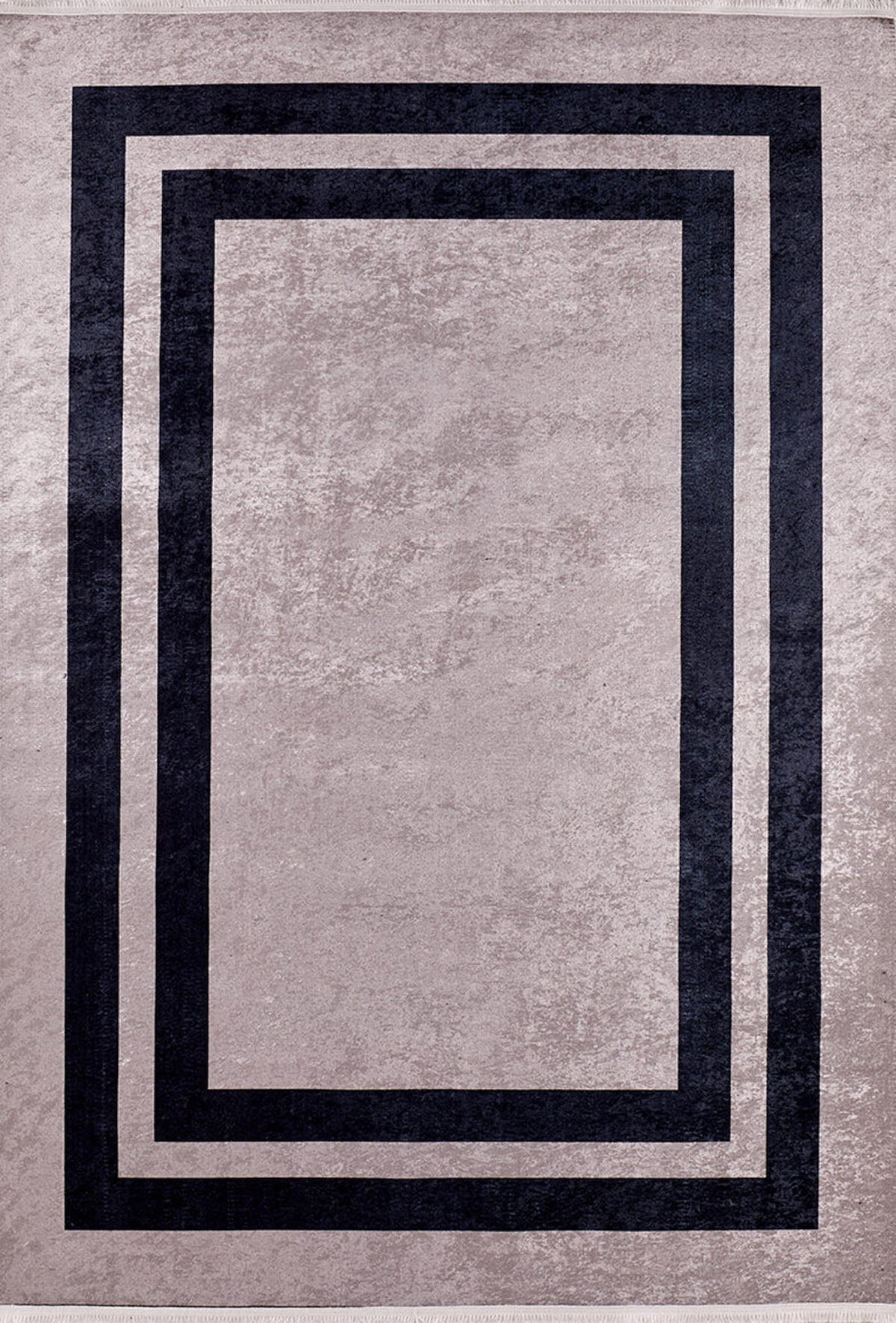 Bespoky Krasnogorsk Siyah 6 mm Pamuk Yıkanabilir İnce Kaymaz Jüt Taban Dikdörtgen Makine Dokuma Salon Halısı 120x200 cm