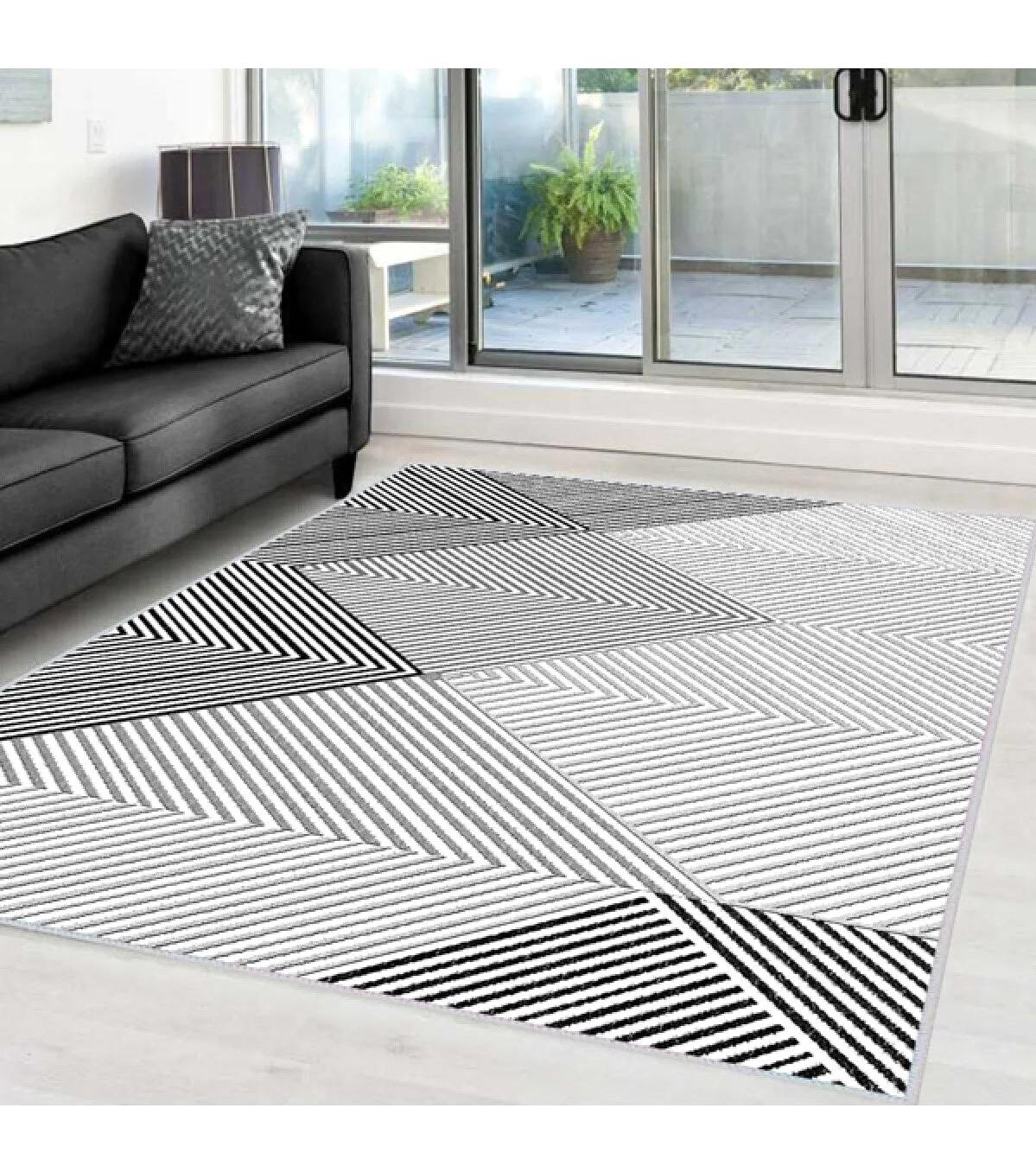 Rovigo Home RVG0007-SD540 Gri 8 mm Polyester Yıkanabilir Orta Kaymaz Dot Taban Dikdörtgen Makine Dokuma Salon Halısı 200x300 cm