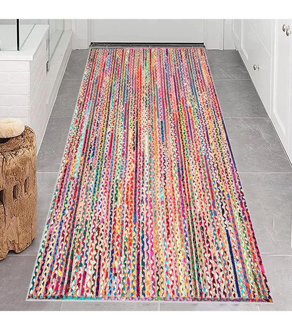 Rovigo Home RVG0652 Çok Renkli 8 mm Polyester Antibakteriyel-Leke Tutmaz-Toz Tutmaz Yıkanabilir İnce Kaymaz Dot Taban Dikdörtgen Makine Dokuma Salon Halısı 160x230 cm