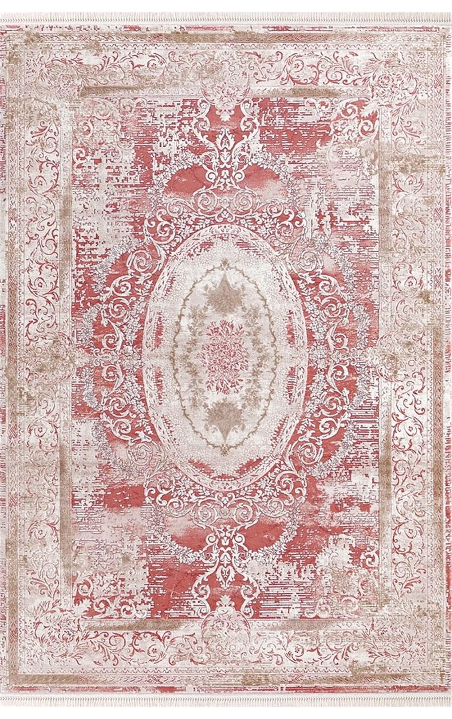Padişah Santo 31881 Bordo 10 mm Akrilik Yıkanabilir İnce Kaymaz Dikdörtgen Makine Dokuma Salon Halısı 80x150 cm