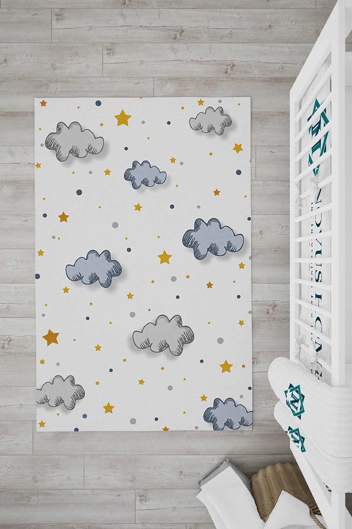 Novus Home Verona Serisi Çok Renkli 6 mm Polyester Antibakteriyel-Toz Tutmaz-Yalıtıma Yardımcı Yıkanabilir İnce Kaymaz Taban Dikdörtgen Makine Dokuma Çocuk Odası Halısı 80x1150 cm