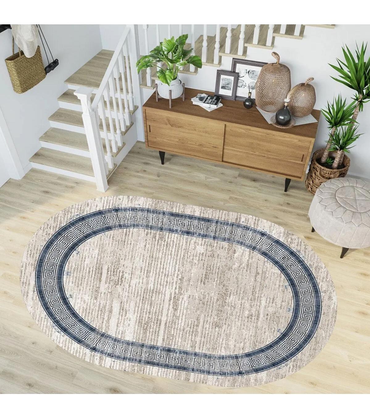 Rovigo Home RVG7276-HT669 Krem 8 mm Polyester Yıkanabilir Orta Kaymaz Dot Taban Dikdörtgen Makine Dokuma Salon Halısı 80x300 cm