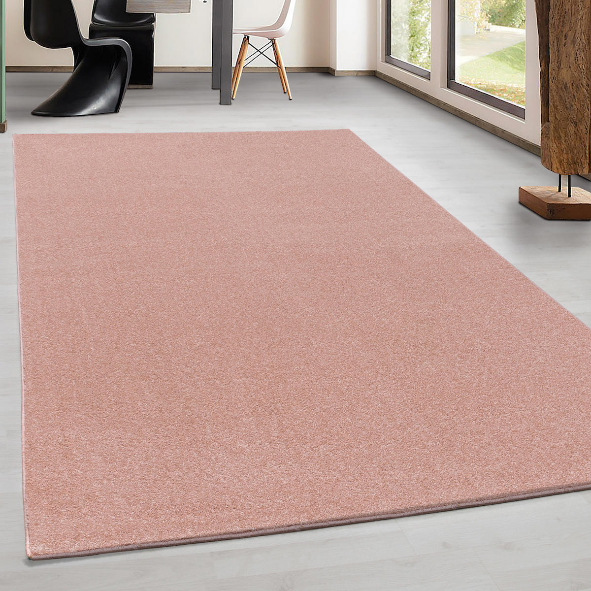 Wide Shop Pembe 8 mm Polipropilen Antialerjenik Yıkanabilir Orta Kaymaz Taban Dikdörtgen Makine Dokuma Salon Halısı 160x230 cm