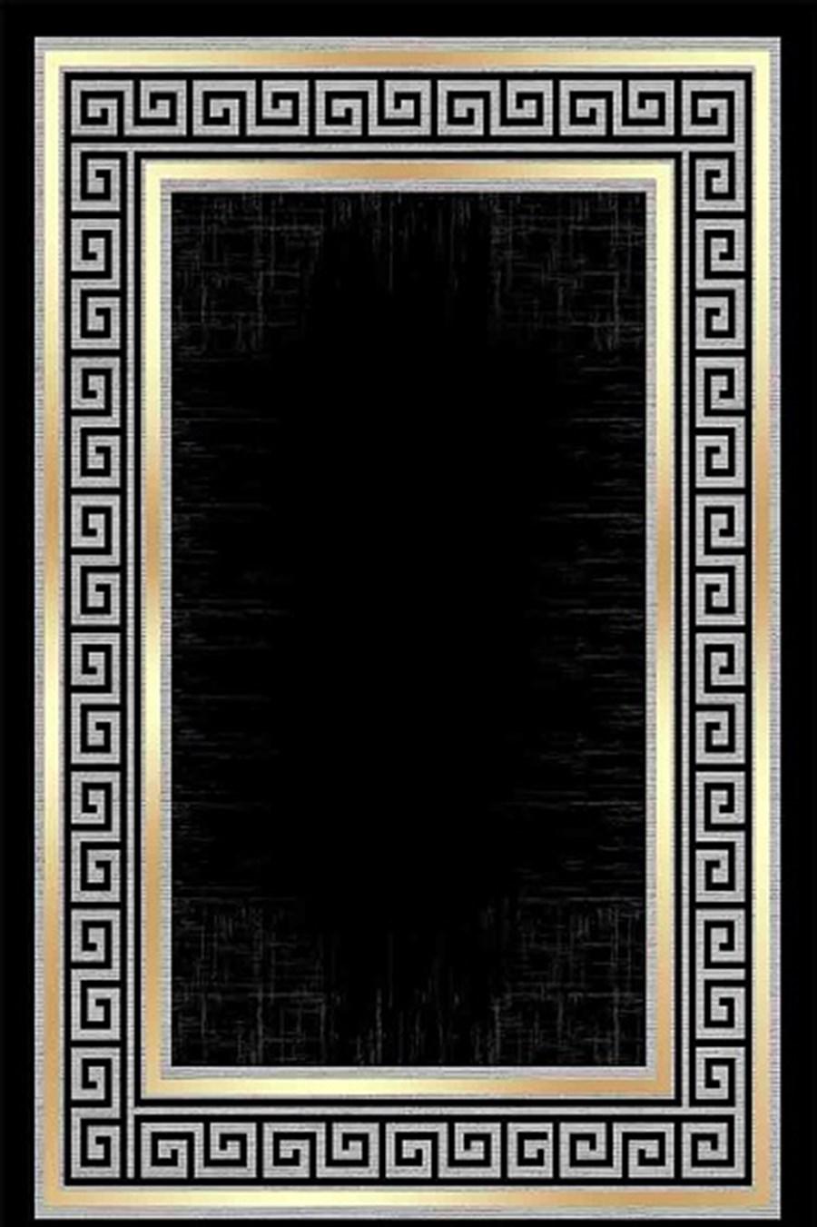 Kreasyon Halı Pandora 2723 Siyah 5 mm Polyester Yıkanabilir Kalın Kaymaz Pamuk Taban Dikdörtgen Makine Dokuma Salon Halısı 140x200 cm