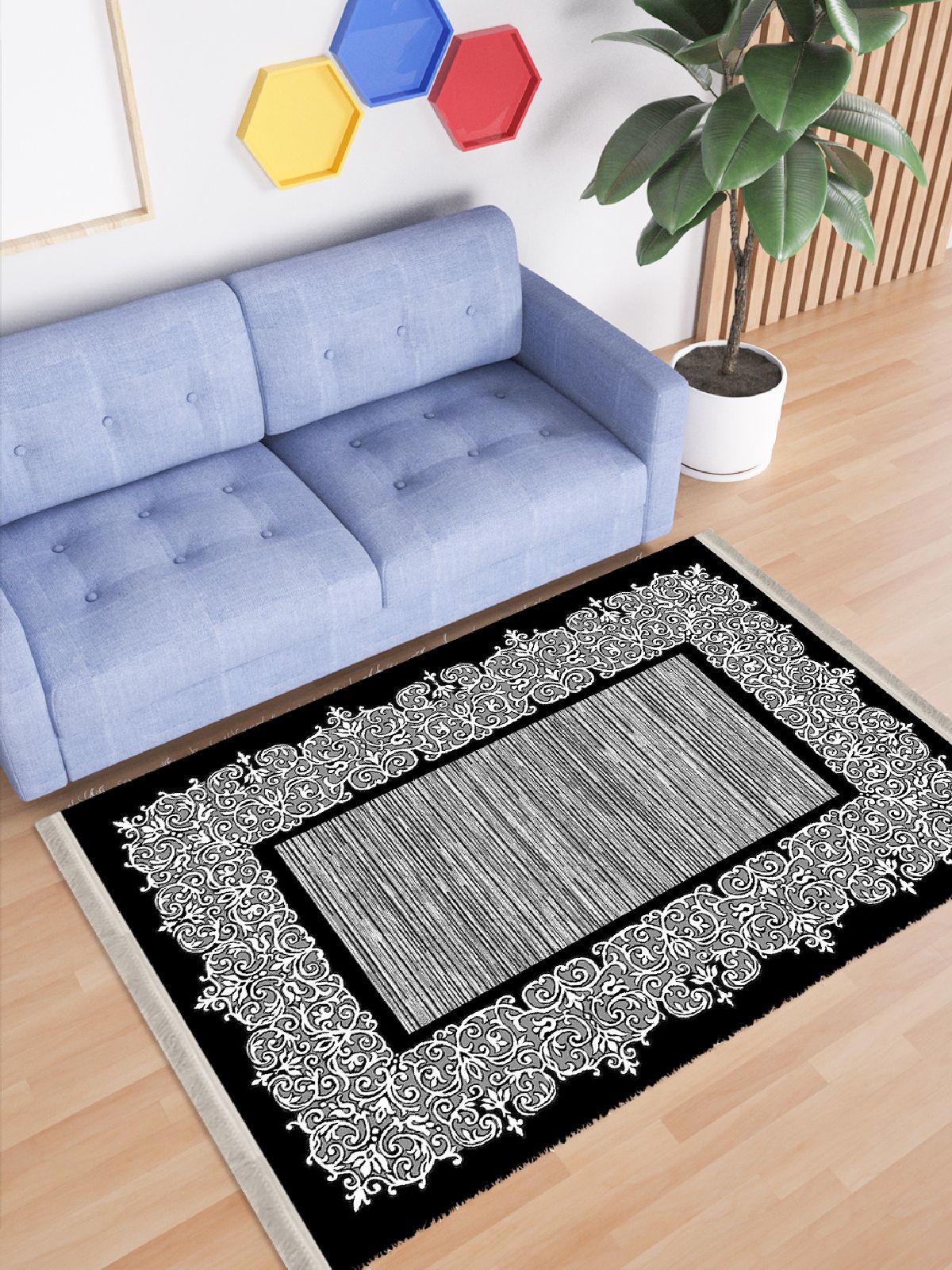 Enbe Collection E-KS3079E Krem 5 mm Pamuk Silinebilir Yıkanabilir Orta Kaymaz Dot Taban Dikdörtgen Makine Dokuma Oturma Odası Halısı 100x140 cm