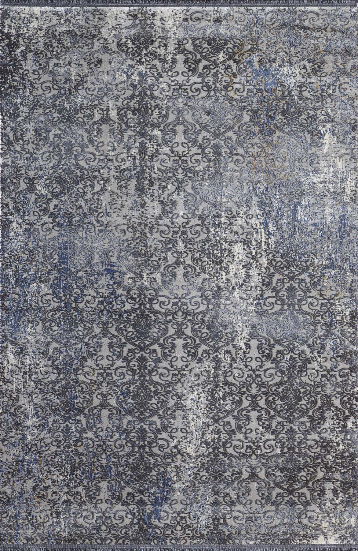 Royal Halı Palette PA17E Gri 10 mm Akrilik Antibakteriyel Yıkanabilir Kalın Kaymaz Lateks Taban Dikdörtgen Makine Dokuma Salon Halısı 120x180 cm
