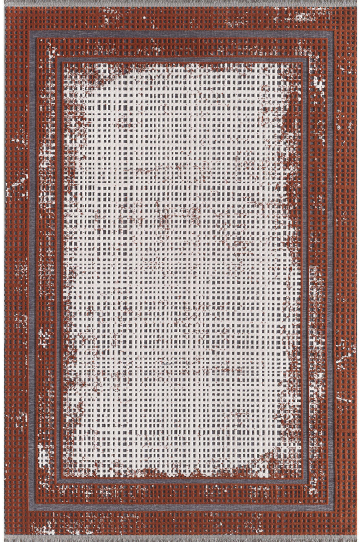 Pierre Cardin Maxwell Gri-Turuncu 5 mm Mikropolyester Yumuşak Yıkanabilir İnce Kaymaz Dikdörtgen Makine Dokuma Salon Halısı 40x60 cm