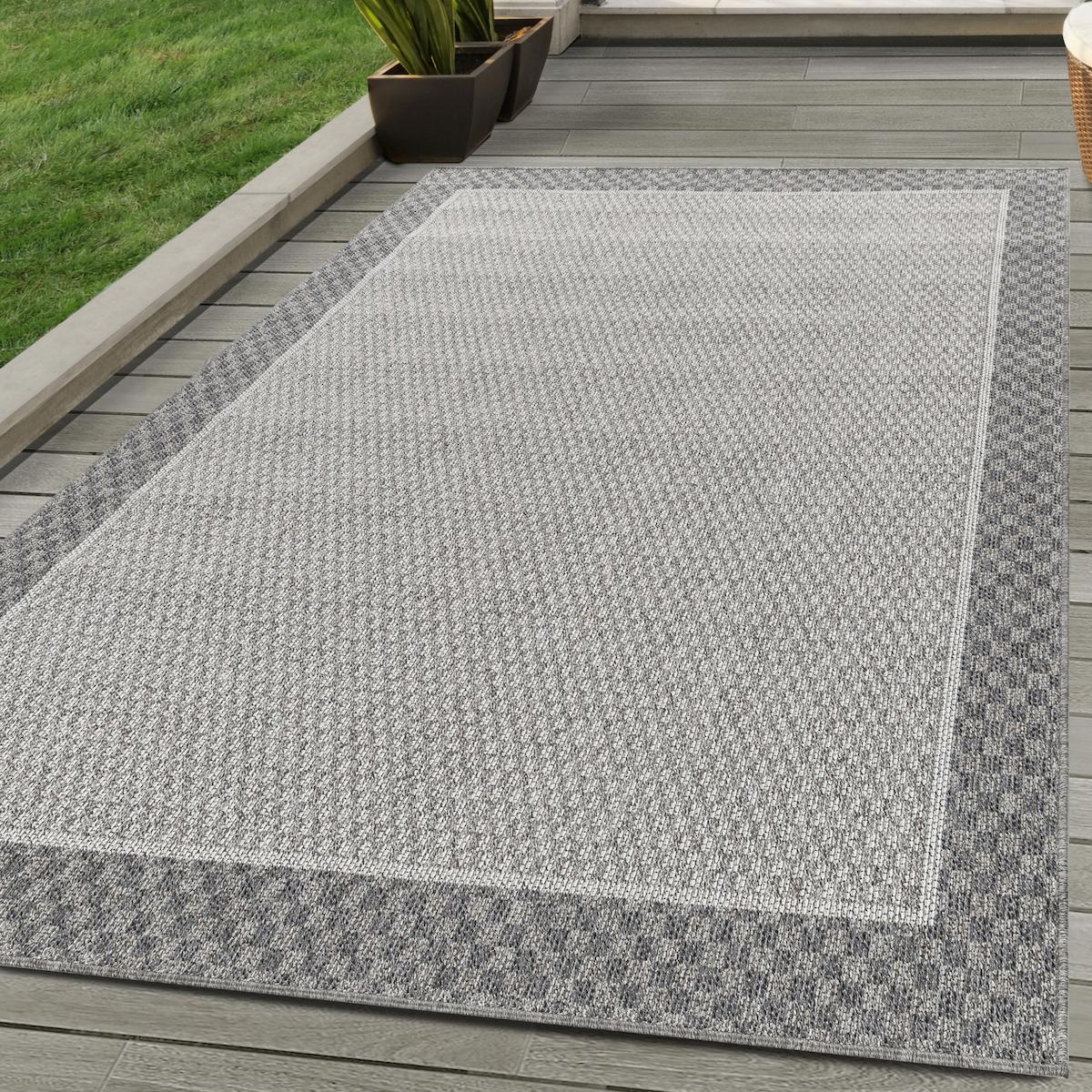 Wide Shop Krem 8 mm Polipropilen Antialerjenik Yıkanabilir Orta Kaymaz Dikdörtgen Makine Dokuma Teras Halısı 100x200 cm