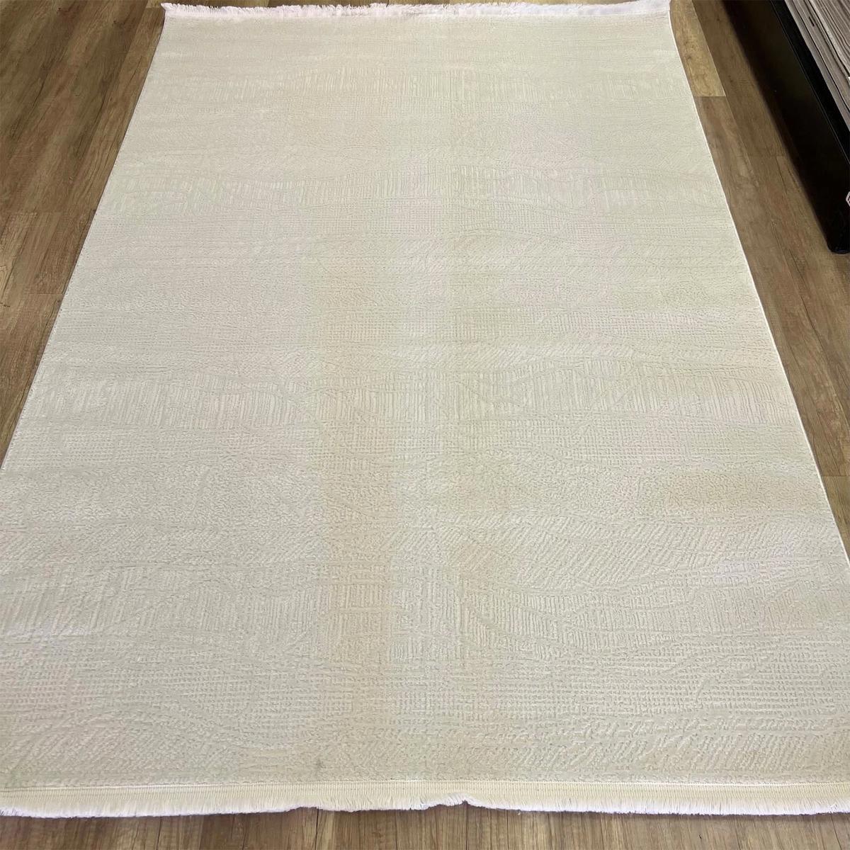 Halıcımdan Hera 3598 Beyaz 8 mm Polyester Antibakteriyel Yıkanabilir Kalın Kaymaz Lateks Taban Dikdörtgen Makine Dokuma Salon Halısı 100x200 cm