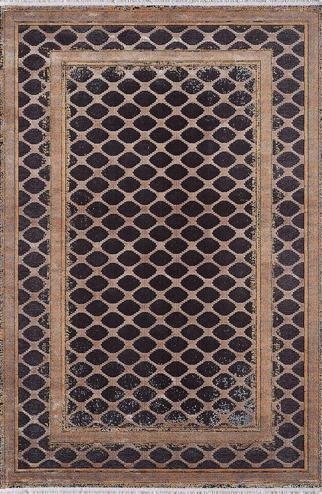 Pierre Cardin Gloria XG01B Kahverengi-Siyah 6 mm Akrilik Yumuşak Yıkanabilir İnce Kaymaz Dikdörtgen Makine Dokuma Salon Halısı 160x230 cm