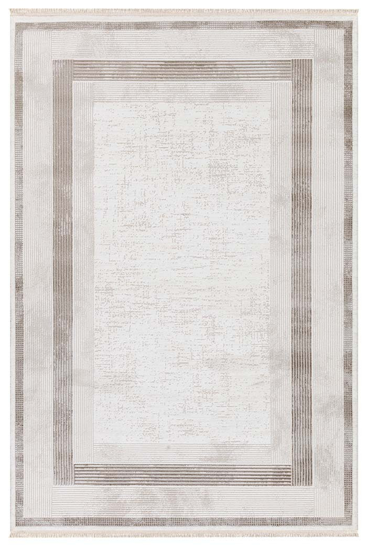 İpek Mekik Halı Mirina 1558A Krem 7 mm Polyester Toz Tutmaz Yıkanabilir Orta Kaymaz Pamuk Taban Geometrik Dikdörtgen Makine Dokuma Antre-Çocuk Odası-Salon-Yatak Odası Halısı 80x300 cm