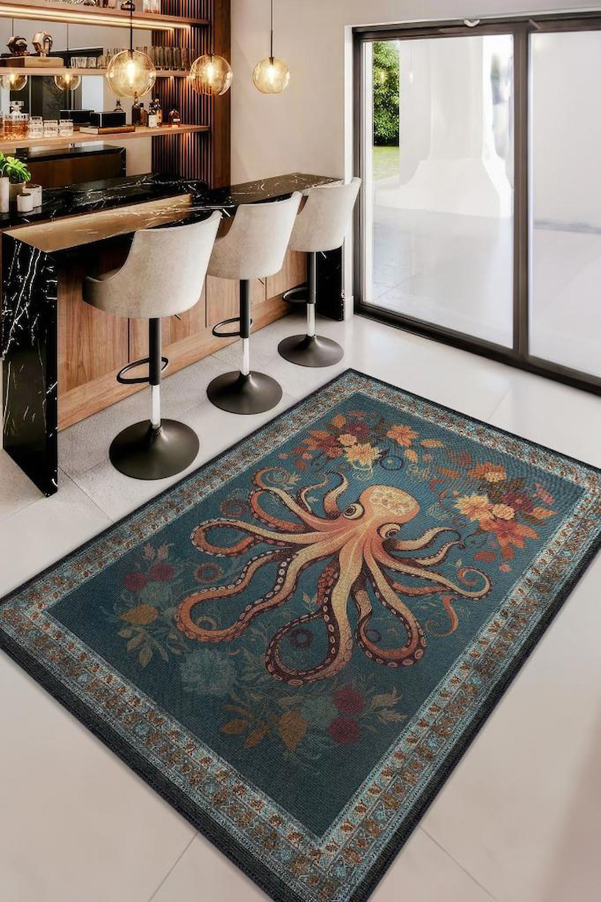 Homshtag Nuh'un Gemisi Krem 4 mm Pamuk Antistatik Yıkanabilir İnce Kaymaz Dikdörtgen Makine Dokuma Salon Halısı 80x200 cm