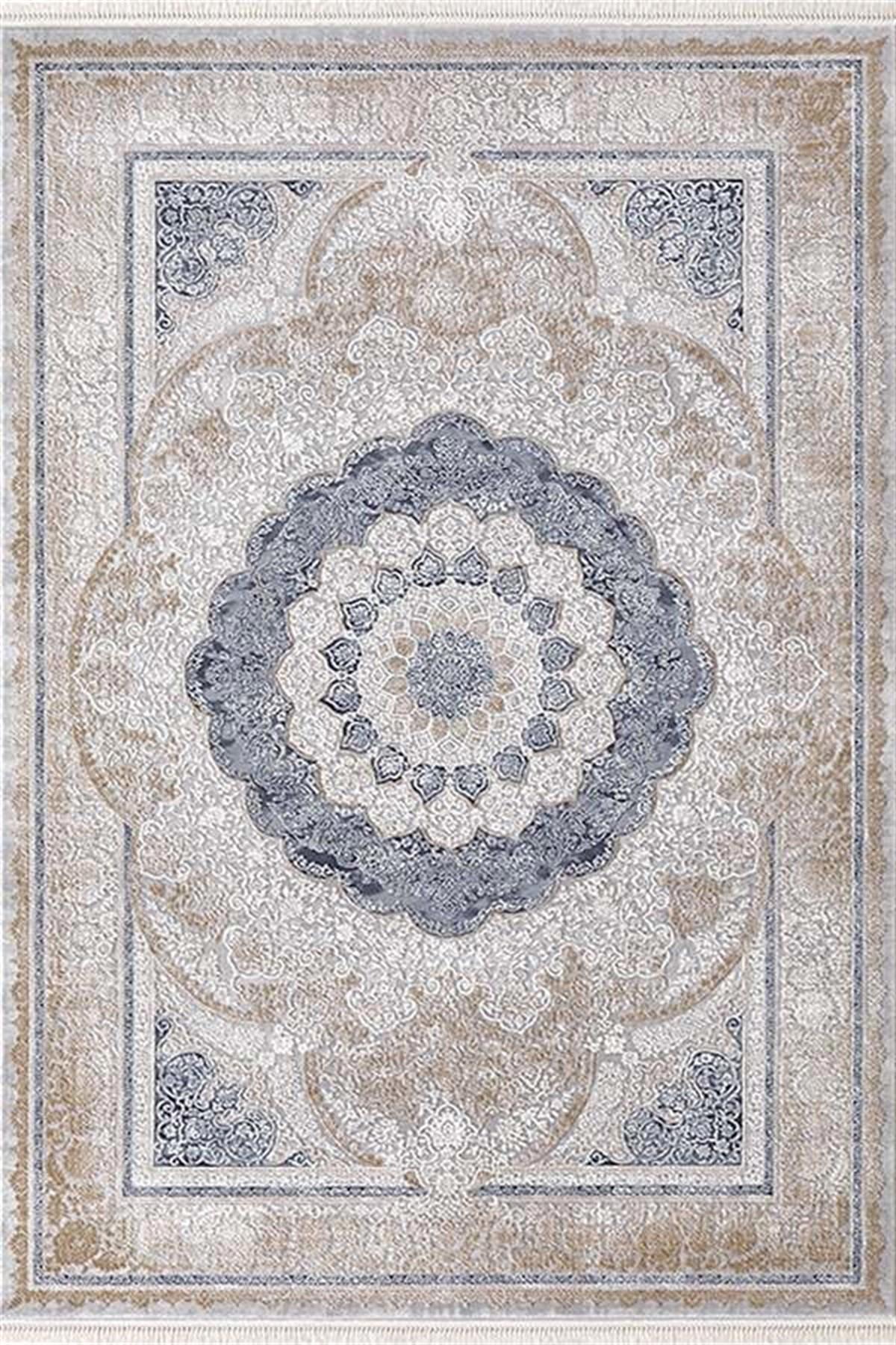 Efsane Halı Esmira 31892 Mavi 8 mm Akrilik Silinebilir Yıkanabilir Orta Kaymaz Dikdörtgen Makine Dokuma Salon Halısı 180x180 cm