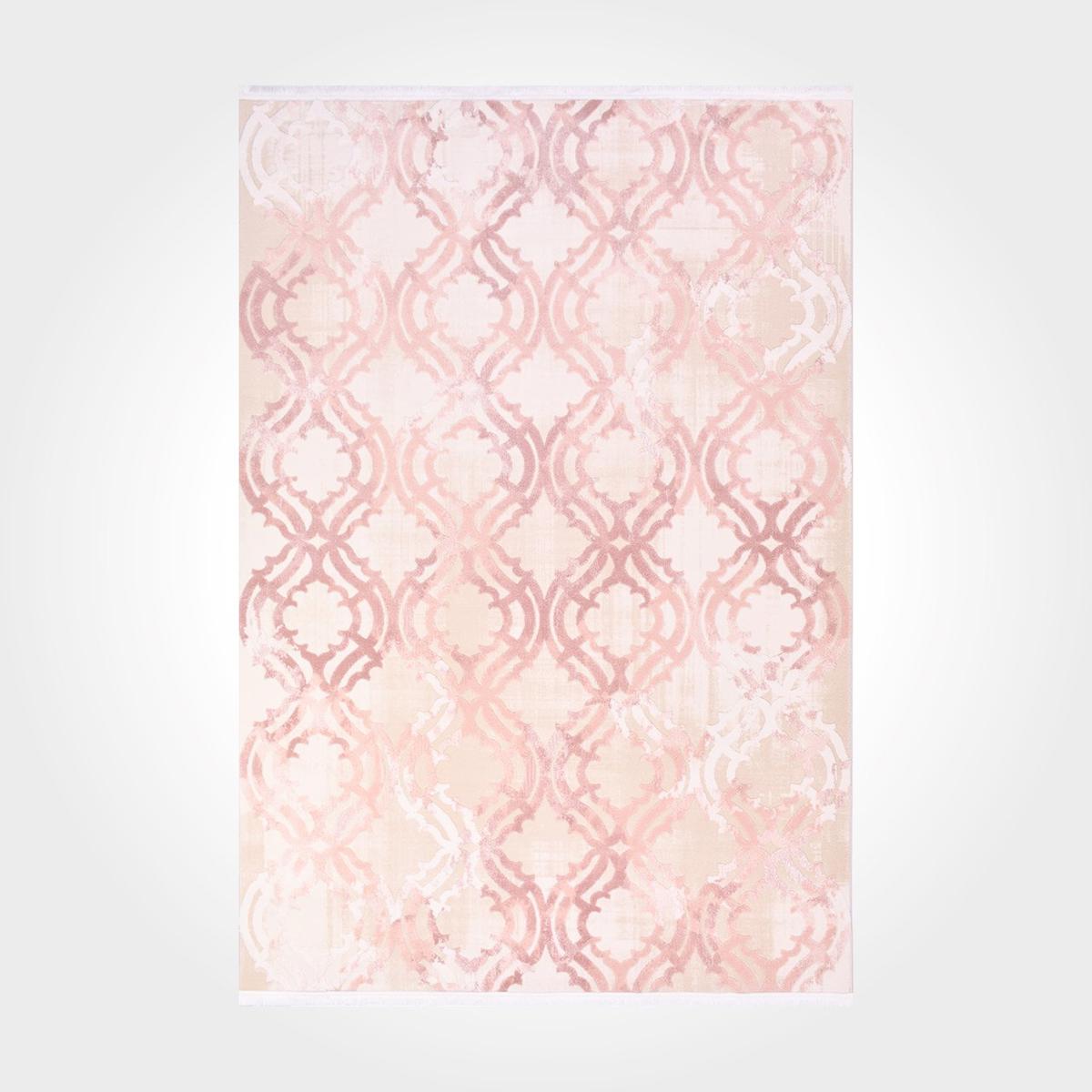 Dekozer Krem 7 mm Mikropolyester Antibakteriyel Yıkanabilir İnce Kaymaz Lateks Taban Geometrik Dikdörtgen Makine Dokuma Salon Halısı 180x300 cm