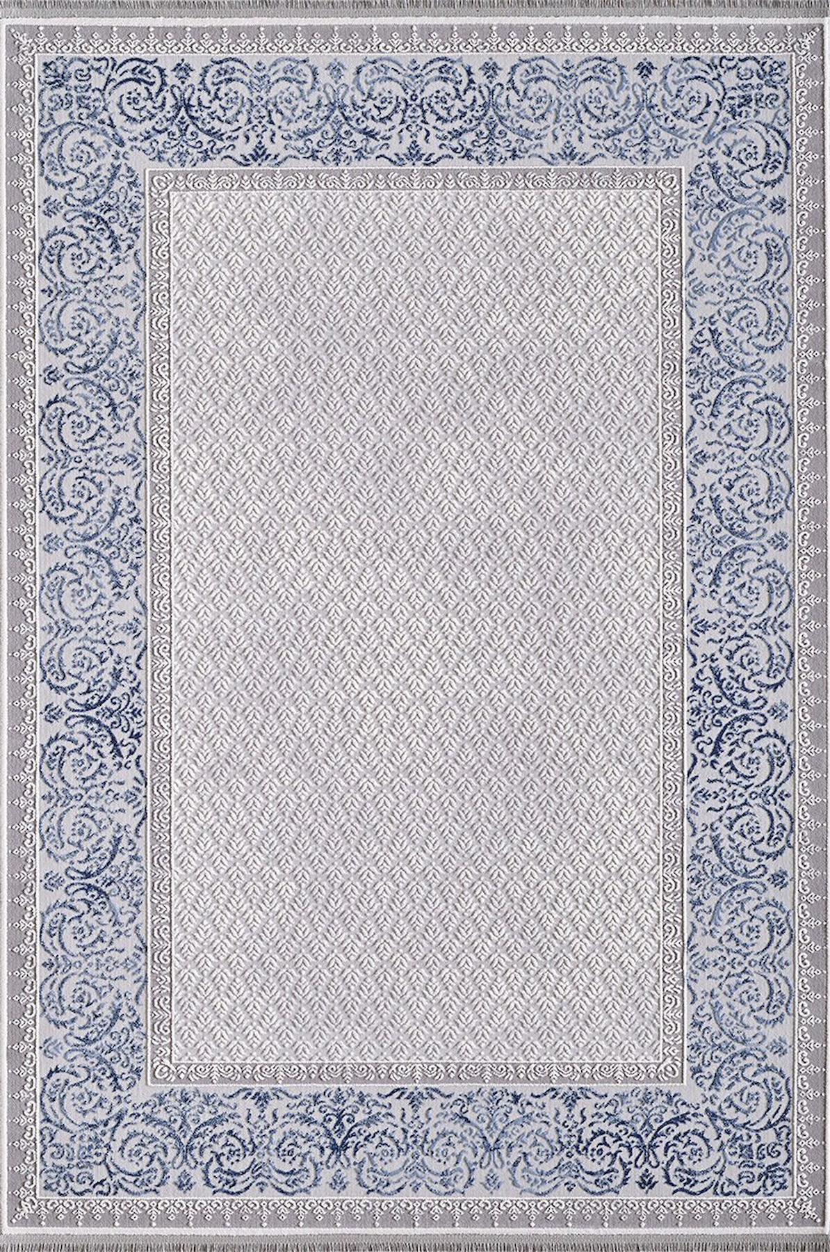 Artemis Halı Dior 09145A Gri-Lacivert 0.8 mm Akrilik Yıkanabilir İnce Kaymaz Jüt Taban Dikdörtgen Makine Dokuma Salon Halısı 160x230 cm