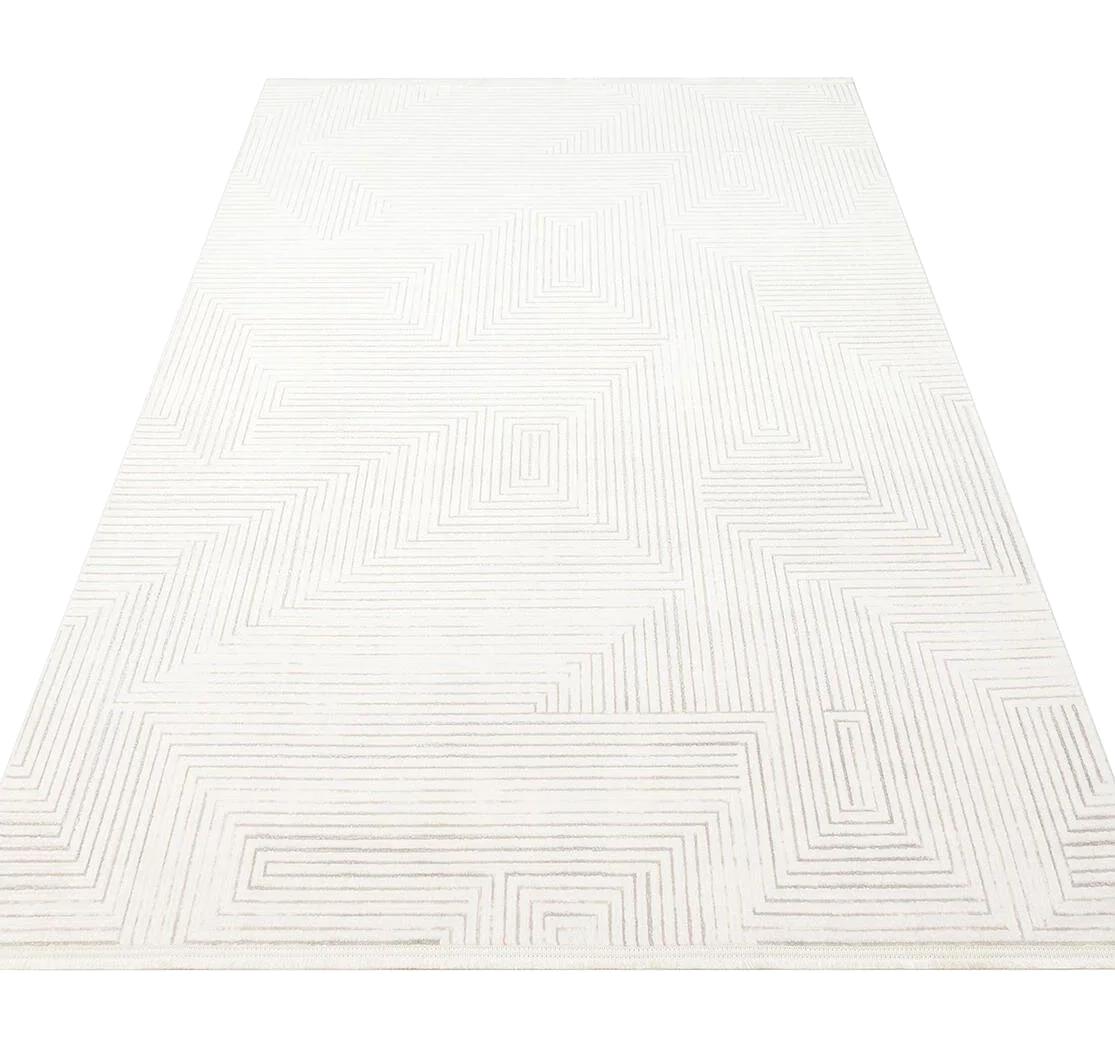 Eko Halı Lykia LKY2 Krem 10 mm Akrilik Yumuşak Yıkanabilir İnce Kaymaz Taban Dikdörtgen Makine Dokuma Salon Halısı 80x300 cm