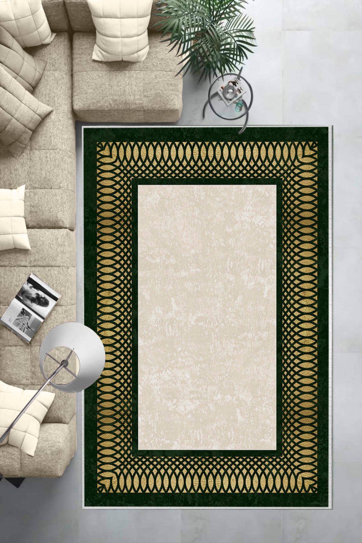 Aldora B1228 Lacivert 9 mm Deri Yıkanabilir İnce Kaymaz Deri Taban Dikdörtgen Makine Dokuma Salon Halısı 100x150 cm