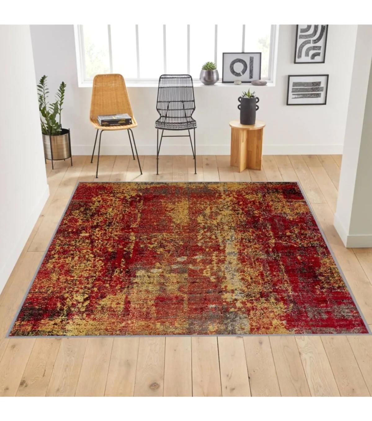Rovigo Home RVG1786 Çok Renkli 8 mm Polyester Leke Tutmaz-Toz Tutmaz Yıkanabilir İnce Kaymaz Dot Taban Dikdörtgen Makine Dokuma Salon Halısı 200x290 cm