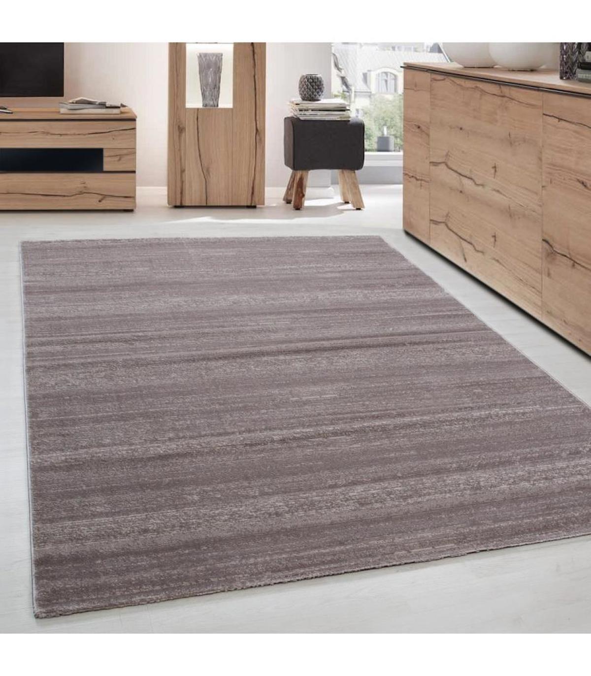 Carpettex Bej 6 mm Polipropilen Yalıtıma Yardımcı Yıkanabilir İnce Kaymaz Dikdörtgen Makine Dokuma Salon Halısı 120x180 cm