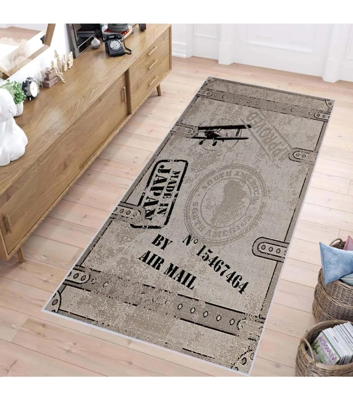 Rovigo Home RVG1443 Gri 8 mm Polyester Antibakteriyel-Leke Tutmaz-Toz Tutmaz Yıkanabilir İnce Kaymaz Dot Taban Dikdörtgen Makine Dokuma Salon Halısı 120x180 cm