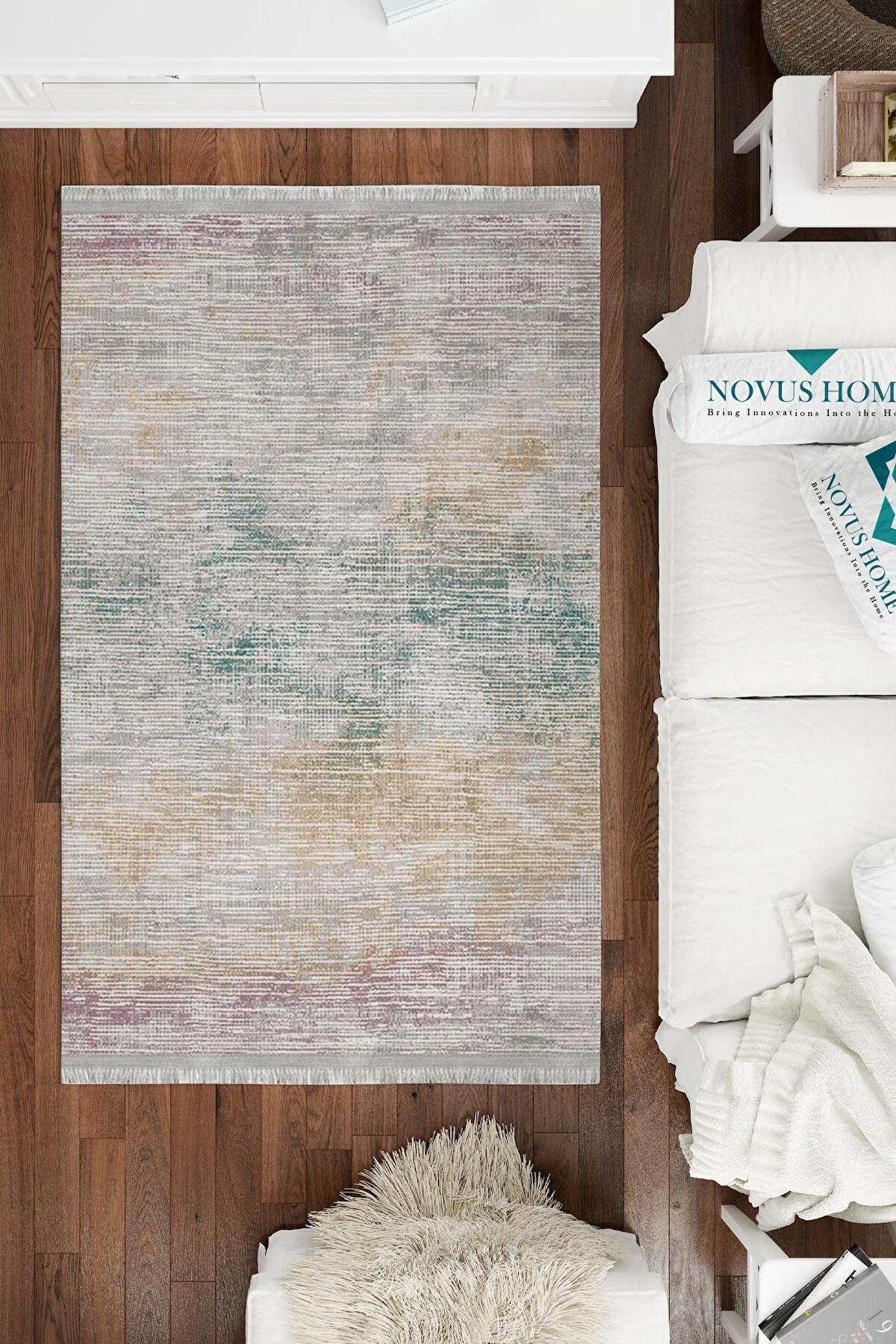 Novus Home Verona Serisi Krem 6 mm Polyester Antibakteriyel-Toz Tutmaz-Yalıtıma Yardımcı Yıkanabilir İnce Kaymaz Taban Dikdörtgen Makine Dokuma Antre-Salon-Yatak Odası Halısı 180x280 cm