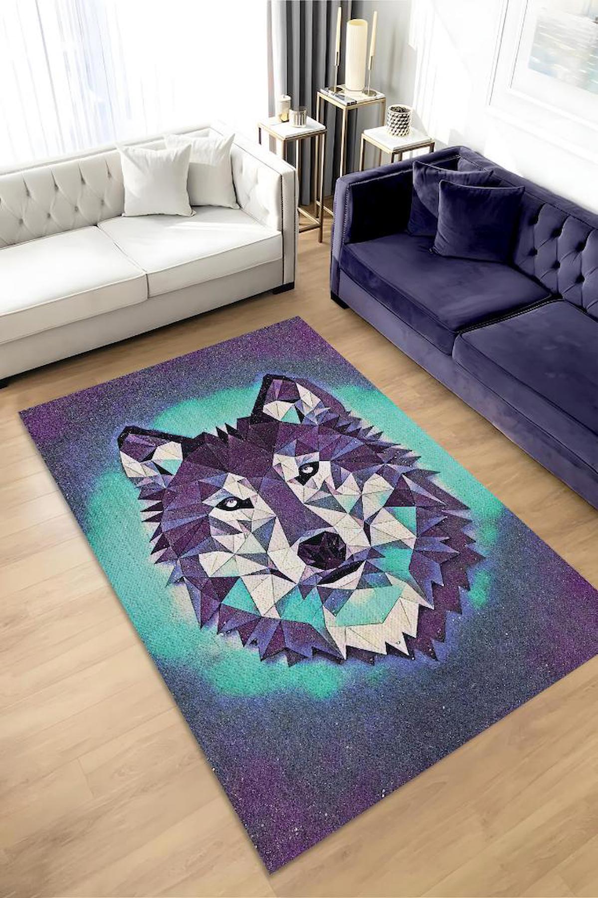 Homshtag Sibirya Kurdu Çok Renkli 4 mm Pamuk Antistatik Yıkanabilir İnce Kaymaz Dikdörtgen Makine Dokuma Salon Halısı 100x200 cm