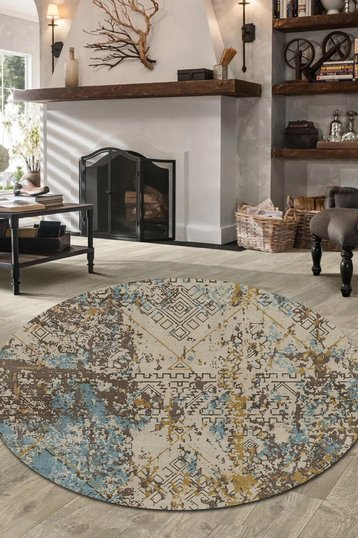 Aida Home Portono Krem 0.5 mm Pamuk Antibakteriyel Yıkanabilir İnce Kaymaz Şönil Taban Dikdörtgen Makine Dokuma Salon Halısı 170x240 cm