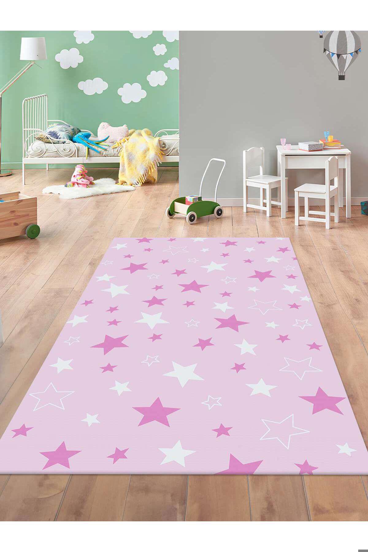 İnspira Krem 12 mm Polyester Antibakteriyel Yıkanabilir Kalın Kaymaz Lateks Taban Dikdörtgen Makine Dokuma Çocuk Odası Halısı 100x300 cm
