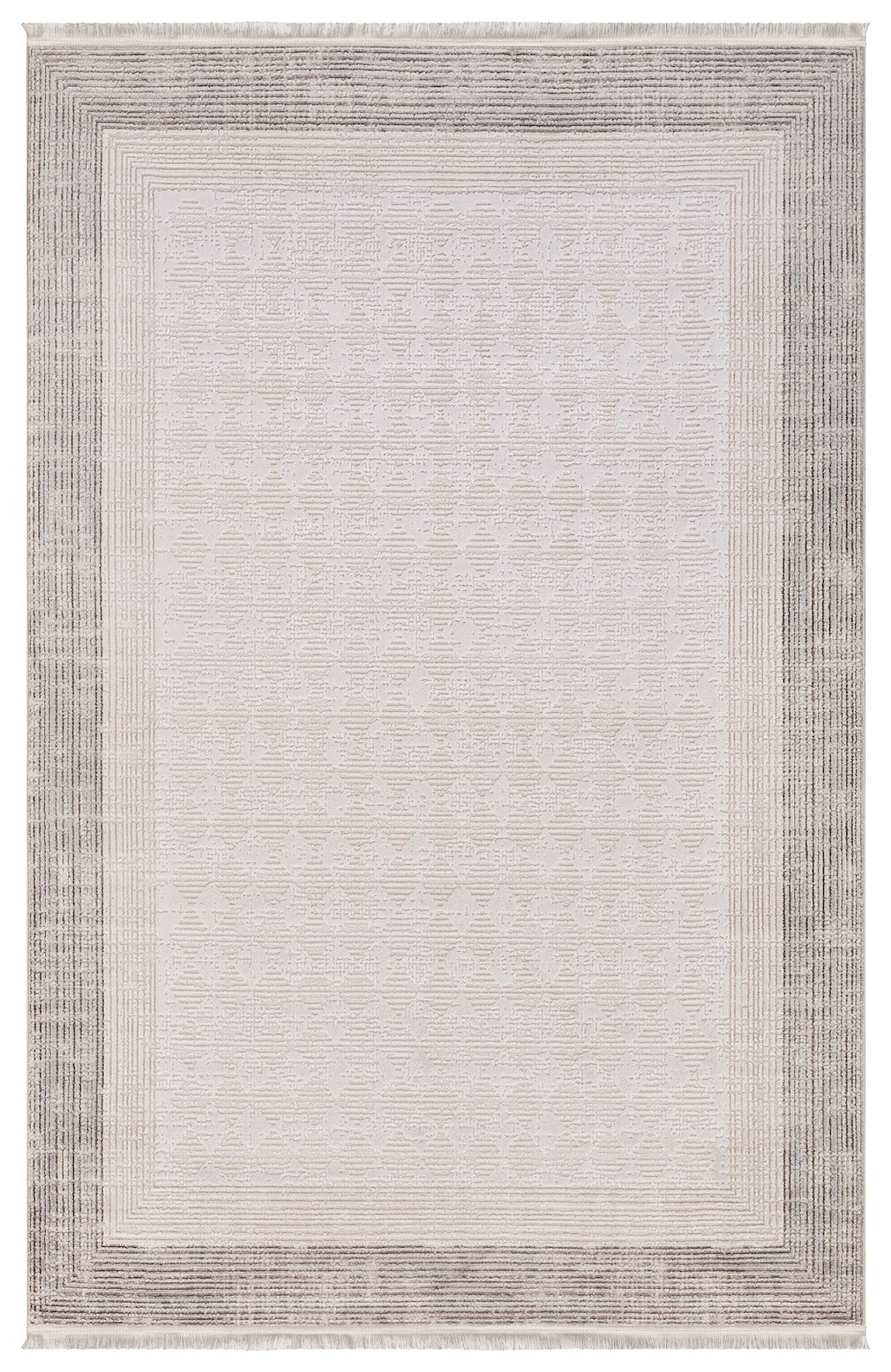 İpek Mekik Halı Kazaz 2308A Krem 8 mm Akrilik Yıkanabilir Orta Kaymaz Pamuk Taban Geometrik Dikdörtgen Makine Dokuma Antre-Çocuk Odası-Salon-Yatak Odası Halısı 160x230 cm