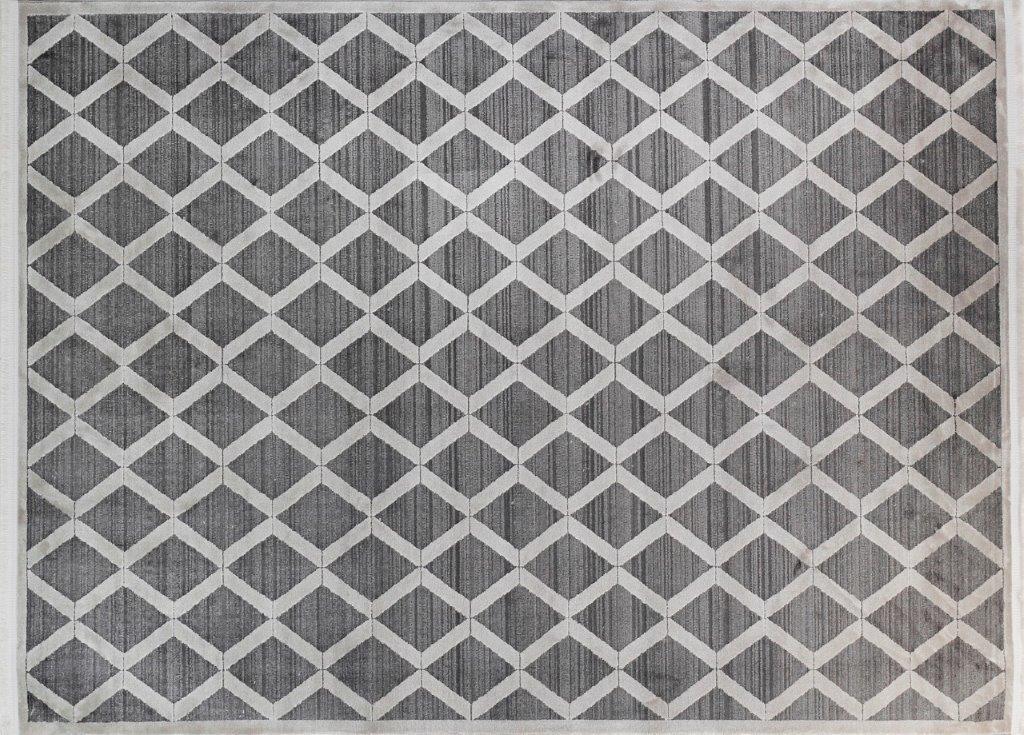 Gümüşsuyu Pera 13387 Beyaz-Gri 7 mm Polyester Antibakteriyel Yıkanabilir İnce Pamuk Taban Dikdörtgen Makine Dokuma Salon Halısı 120x200 cm