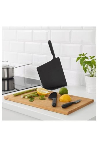 IKEA 3 Lü Bıçak Set Standlı Siyah Renk Meridyendukkan Paslanmaz Çelik 3 Lü Mutfak Bıçak Seti