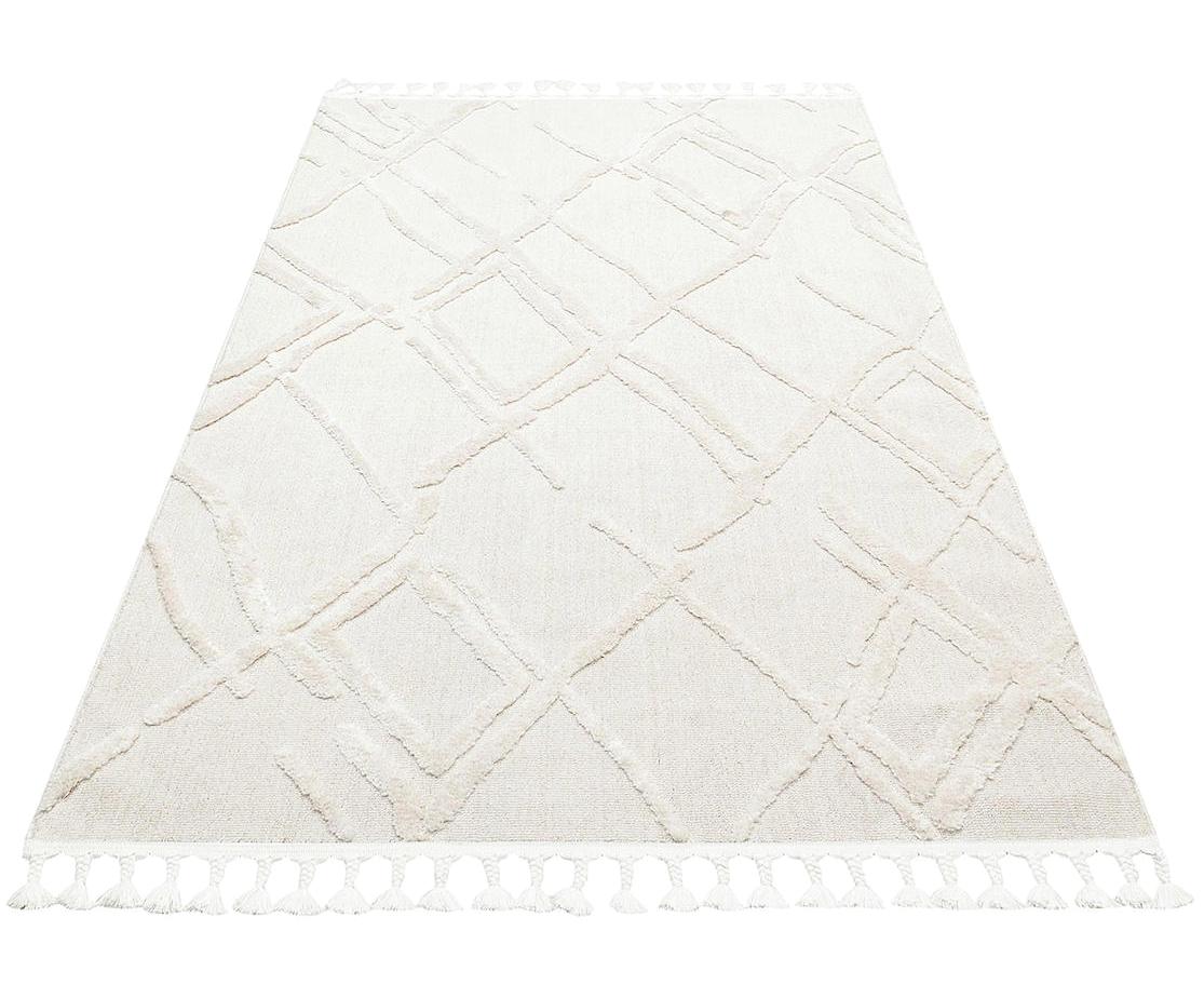 Eko Halı Terazzo TRZ03 Krem 10 mm Polyester Yıkanabilir İnce Kaymaz Dikdörtgen Makine Dokuma Salon Halısı 160x233 cm