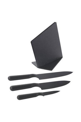 IKEA 3 Lü Bıçak Set Standlı Siyah Renk Meridyendukkan Paslanmaz Çelik 3 Lü Mutfak Bıçak Seti