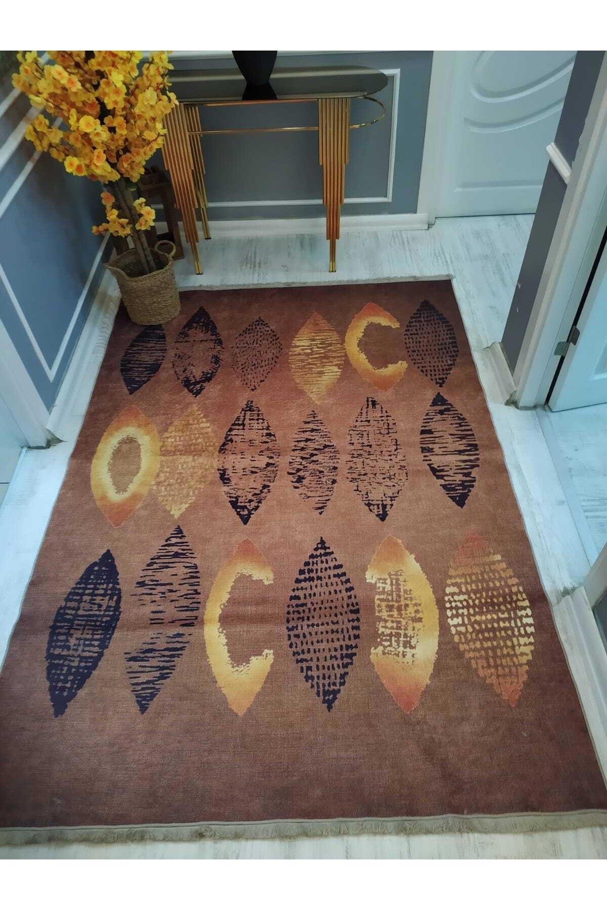 Doruklar Home Collection DRK8038 Çok Renkli 0.7 mm Yıkanabilir Kalın Kaymaz Taban Dikdörtgen Makine Dokuma Salon Halısı 160x500 cm