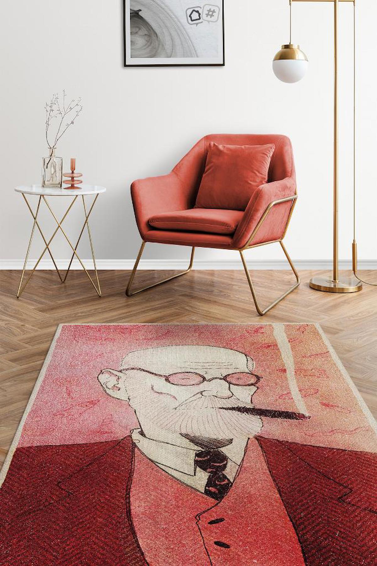 Homshtag Freud Çok Renkli 4 mm Pamuk Antistatik Yıkanabilir İnce Kaymaz Dikdörtgen Makine Dokuma Salon Halısı 100x300 cm
